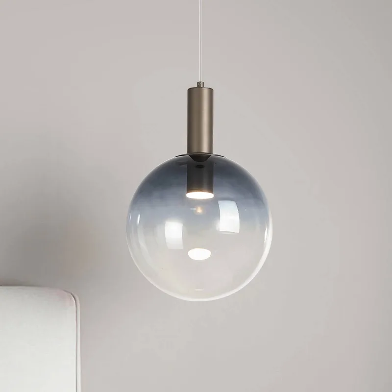 Hanglamp Ombre, bolvormig, rookgrijs/wit, Ø 30 cm, glas von Searchlight in Rookgrijs, Weiß – Produktfoto