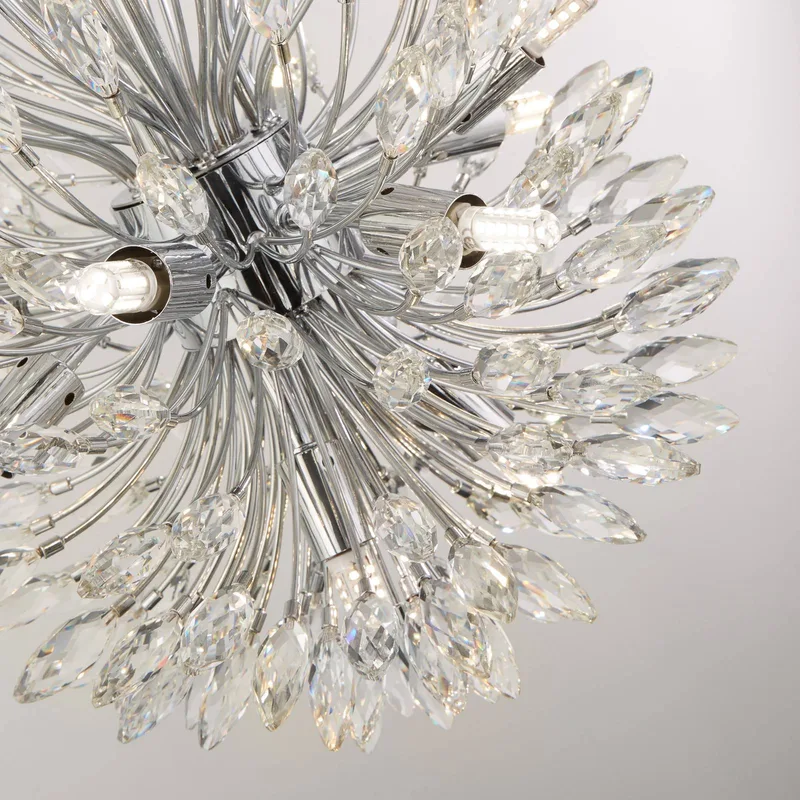 Hanglamp pauw, chroom/helder, kristalglas, Ø 37 cm, G9 de Searchlight en Chrome, Helder – photo produit