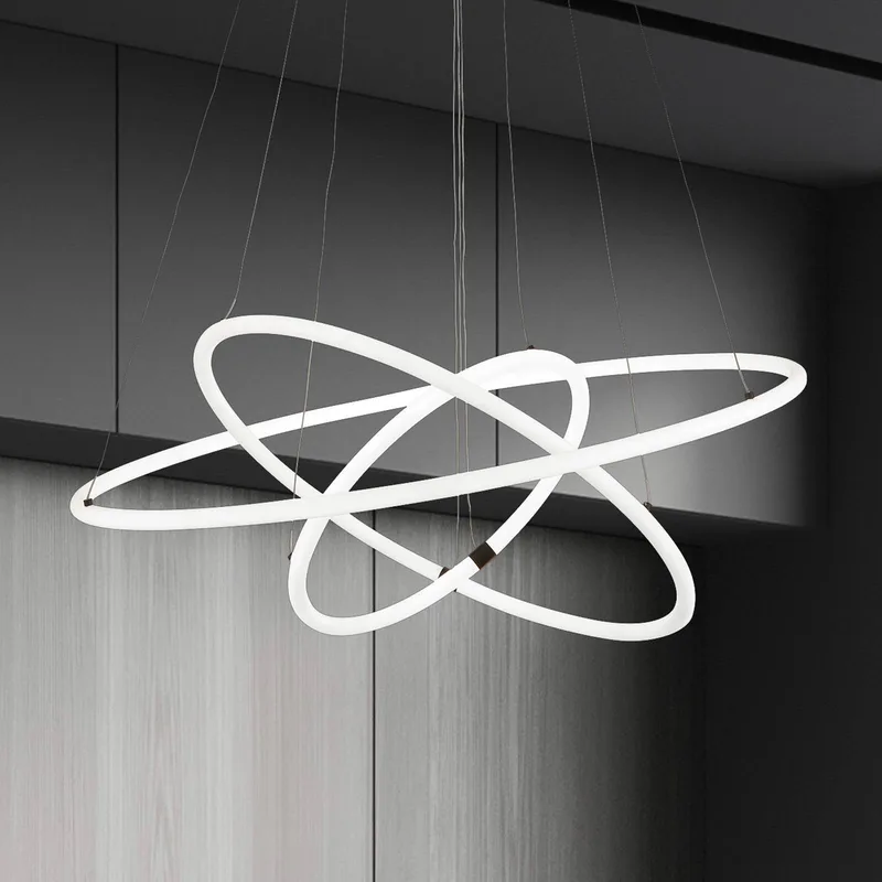 Hanglamp Revolve, 3-lamps, wit, acryl, dimbaar van Searchlight in Wit, Zwart – productfoto