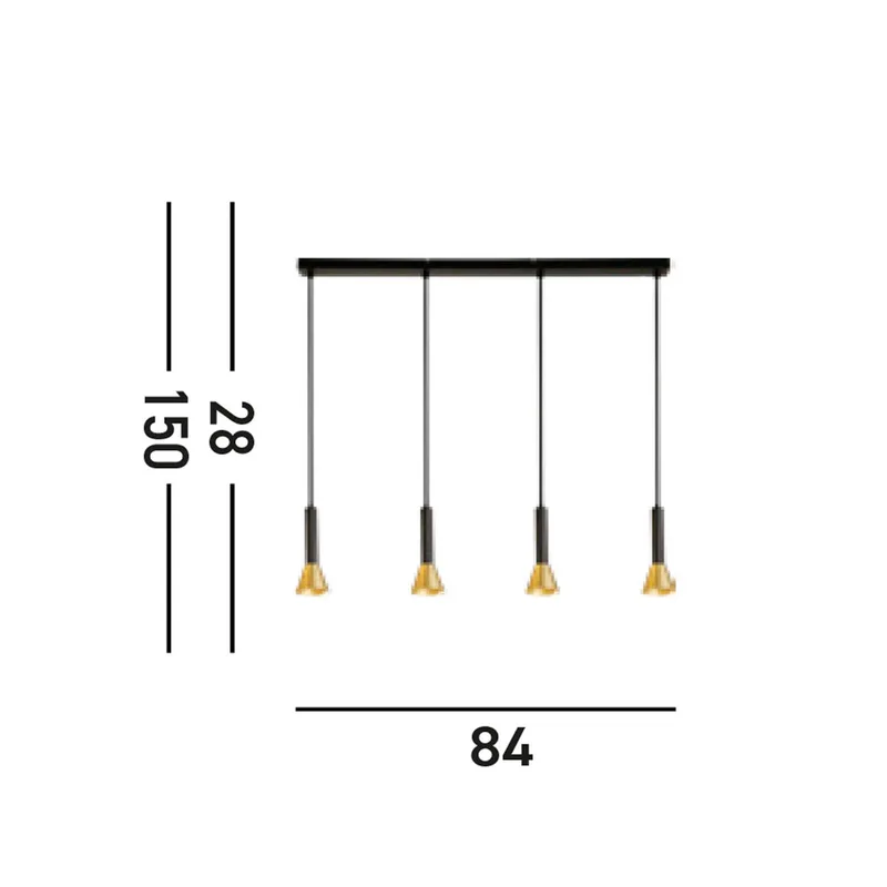 Hanglamp Signal, lengte 84 cm, zwart/goudkleurig, metaal von Searchlight in Schwarz, Gold – Produktfoto