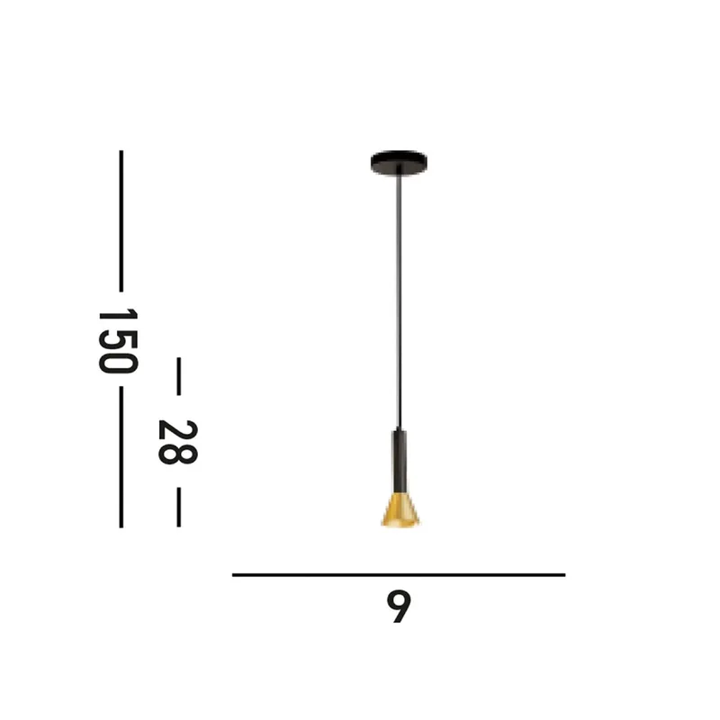 Hanglamp Signal, Ø 9 cm, zwart/goudkleurig, metaal de Searchlight en Noir, Or – photo produit