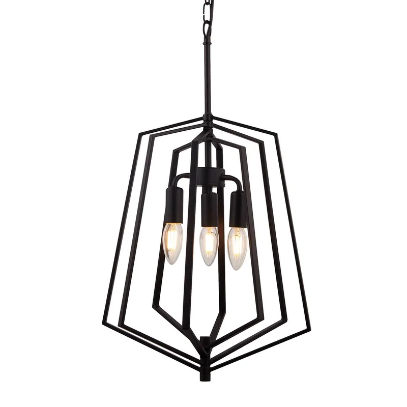 Hanglamp Slinky, 3-lamps, zwart, Ø 35 cm de Searchlight en Mat zwart – photo produit
