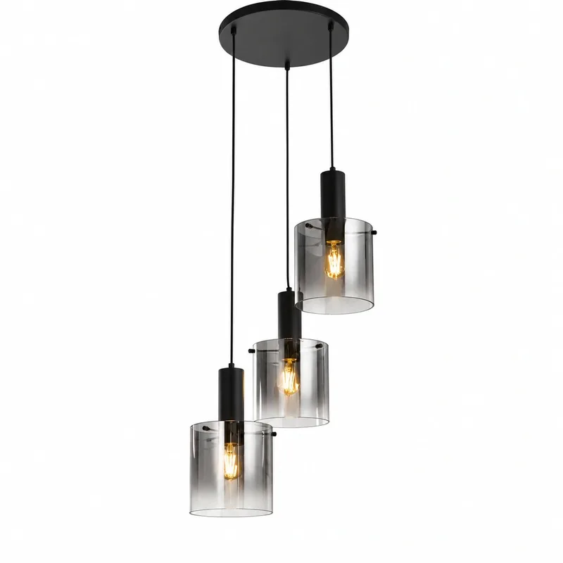 Hanglamp Sweden 3 lichts Ø 47 cm de Searchlight en Noir – photo produit