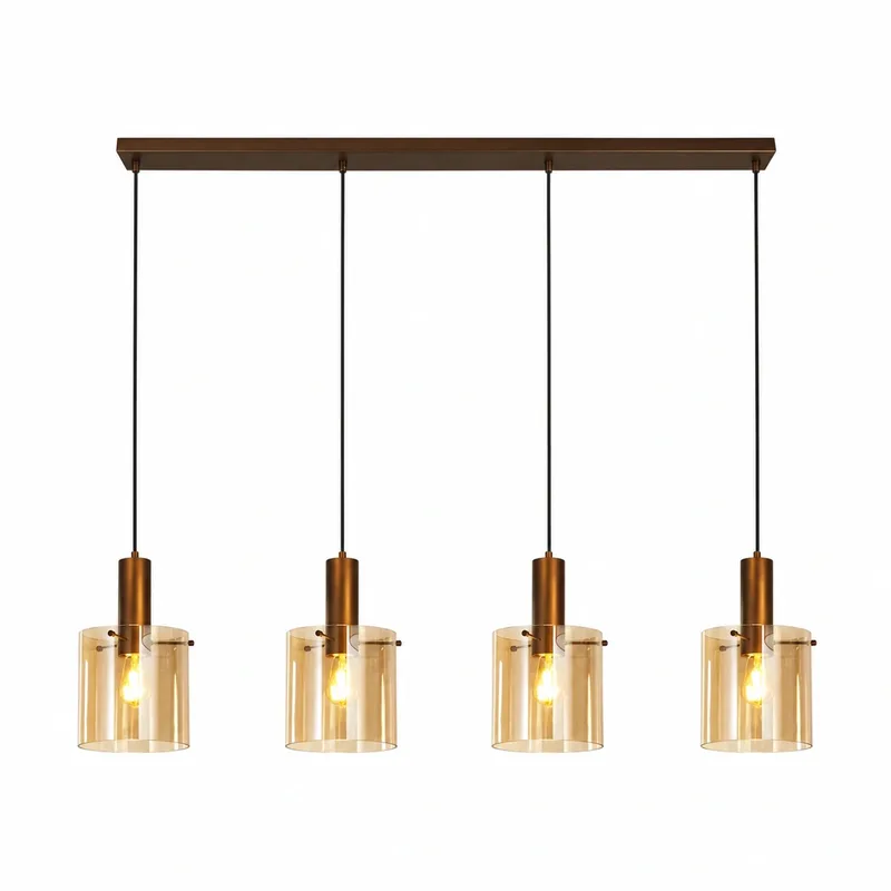Hanglamp Sweden 4 lichts L 142 cm de Searchlight en Marron – photo produit