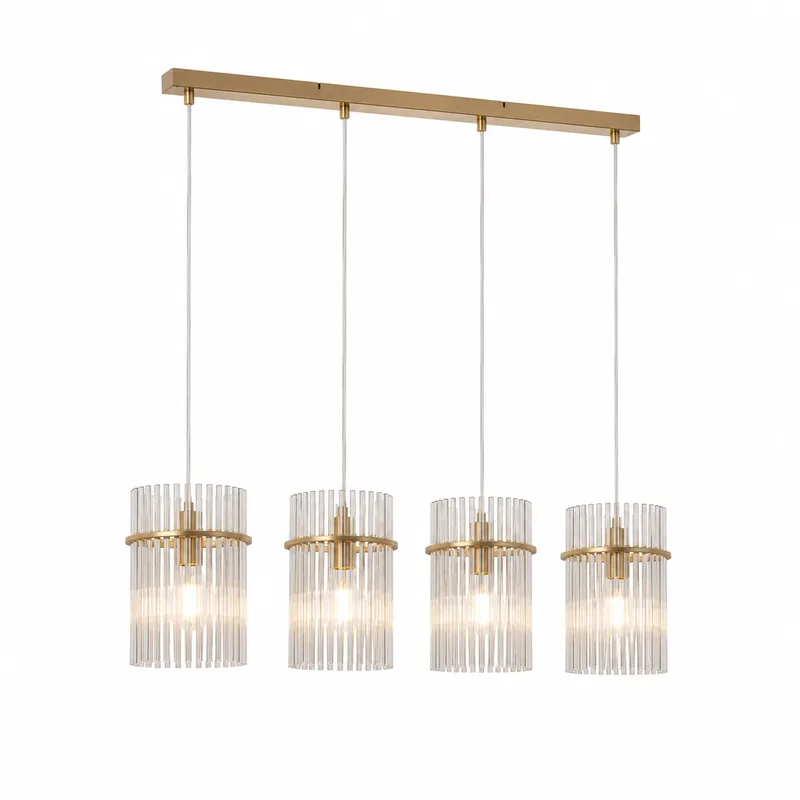 Hanglamp Swizzle 4 lichts L 111 cm mat goud von Searchlight – Produktfoto