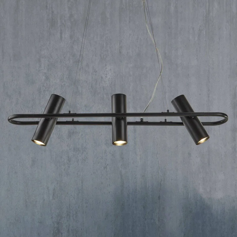 Hanglamp Telescope in 3-lamps de Searchlight en Noir – photo produit