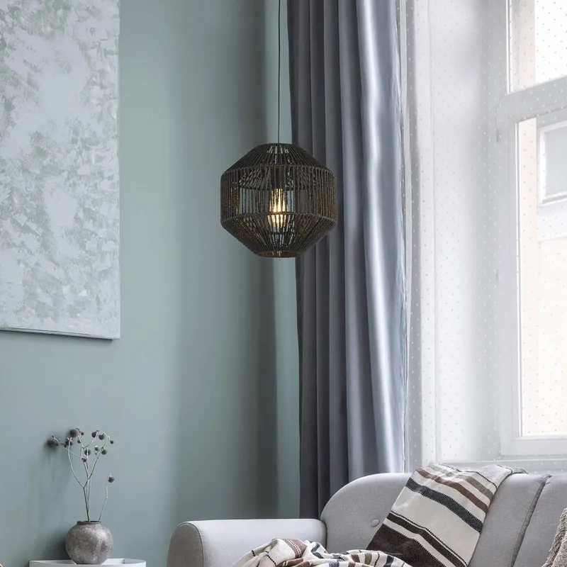 Hanglamp Wicker, 1-lamp fra Searchlight i Sort – produktbillede