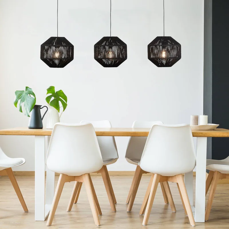 Hanglamp Wicker, 3-lamps fra Searchlight i Sort – produktbillede