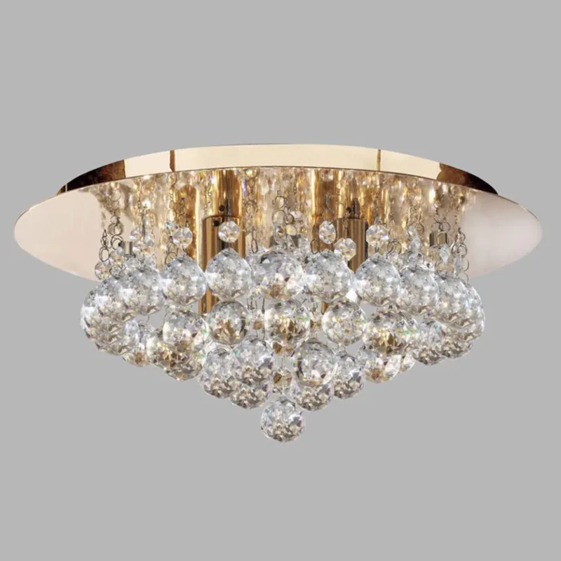 Deckenleuchte Hanna mit Kristallkugeln, 35 cm gold von Searchlight in Gold, Heldere kristallen – Produktfoto