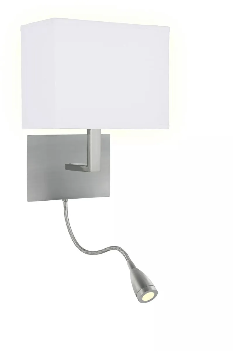 HOTEL Slaapkamer Wandlamp met Leeslamp Zilver de Searchlight en Blanc – photo produit
