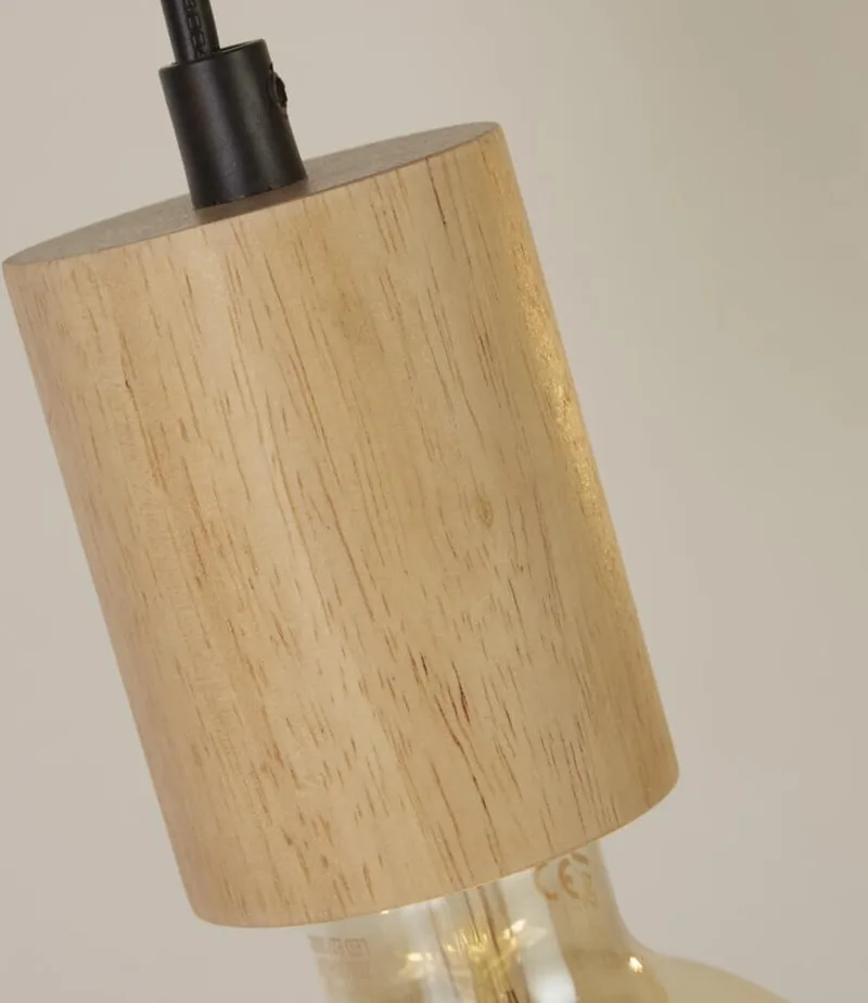 Houten plafondlamp Spinny 5-lichts - 50212-5NA de Searchlight en Zwart Bruin – photo produit