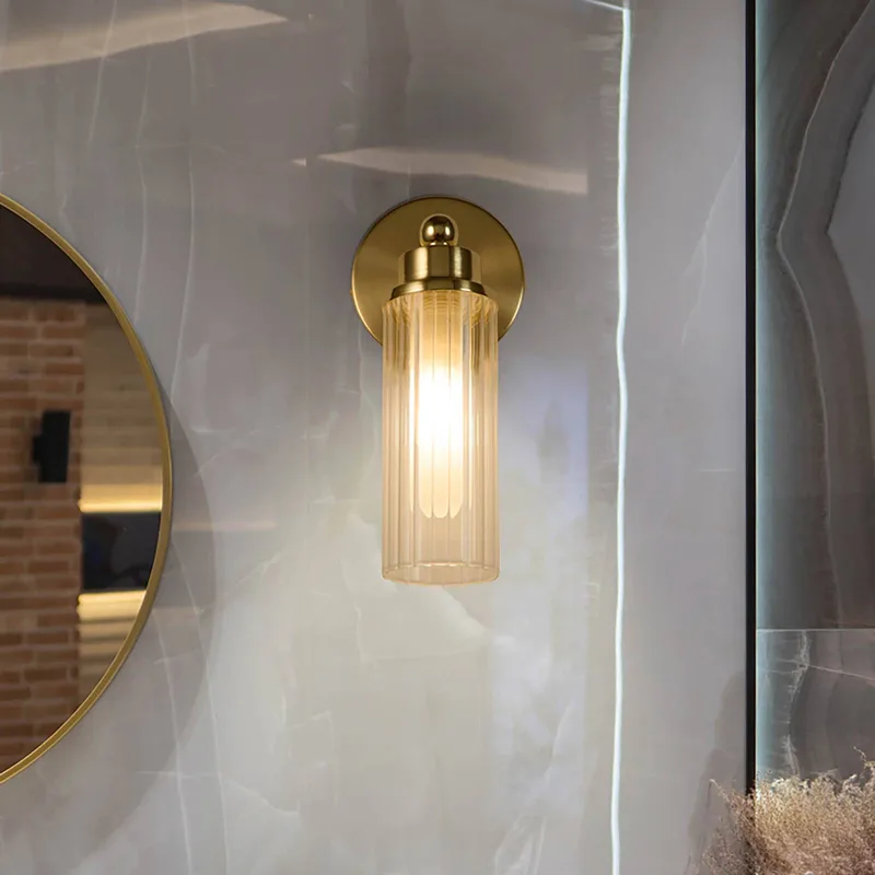 Imperial wandlamp, messing, 1-lamp, staal, glas, IP44 de Searchlight en Laiton, Blanc – photo produit