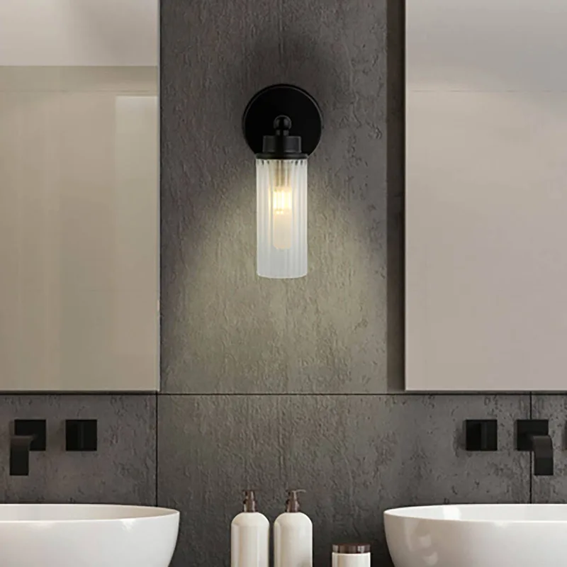 Imperial wandlamp, zwart, 1-lamp, staal, glas, IP44 de Searchlight en Noir, Blanc – photo produit