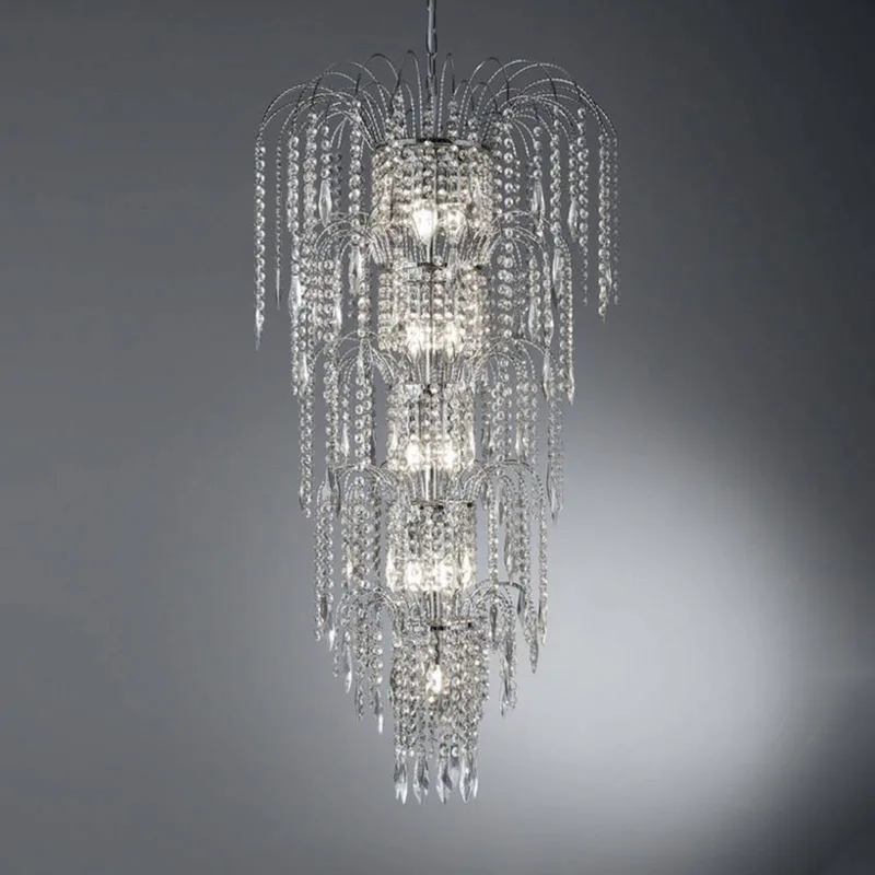 Imposante hanglamp WATERFALL van Searchlight in Helder, Chroom – productfoto