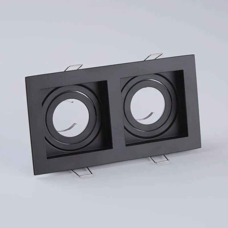 Inbouwlamp Grid Two, 2-lamps, 18,5x10cm, aluminium, GU10 de Searchlight en Noir – photo produit
