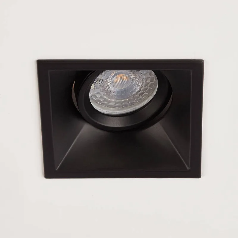Inbouwlamp Slim Trim Square, 9 x 9 cm, aluminium, GU10 de Searchlight en Noir – photo produit