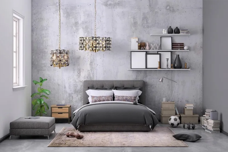 IRIS Hanglamp 5 Lichts Kristal Messing von Searchlight in Schwarz – Produktfoto