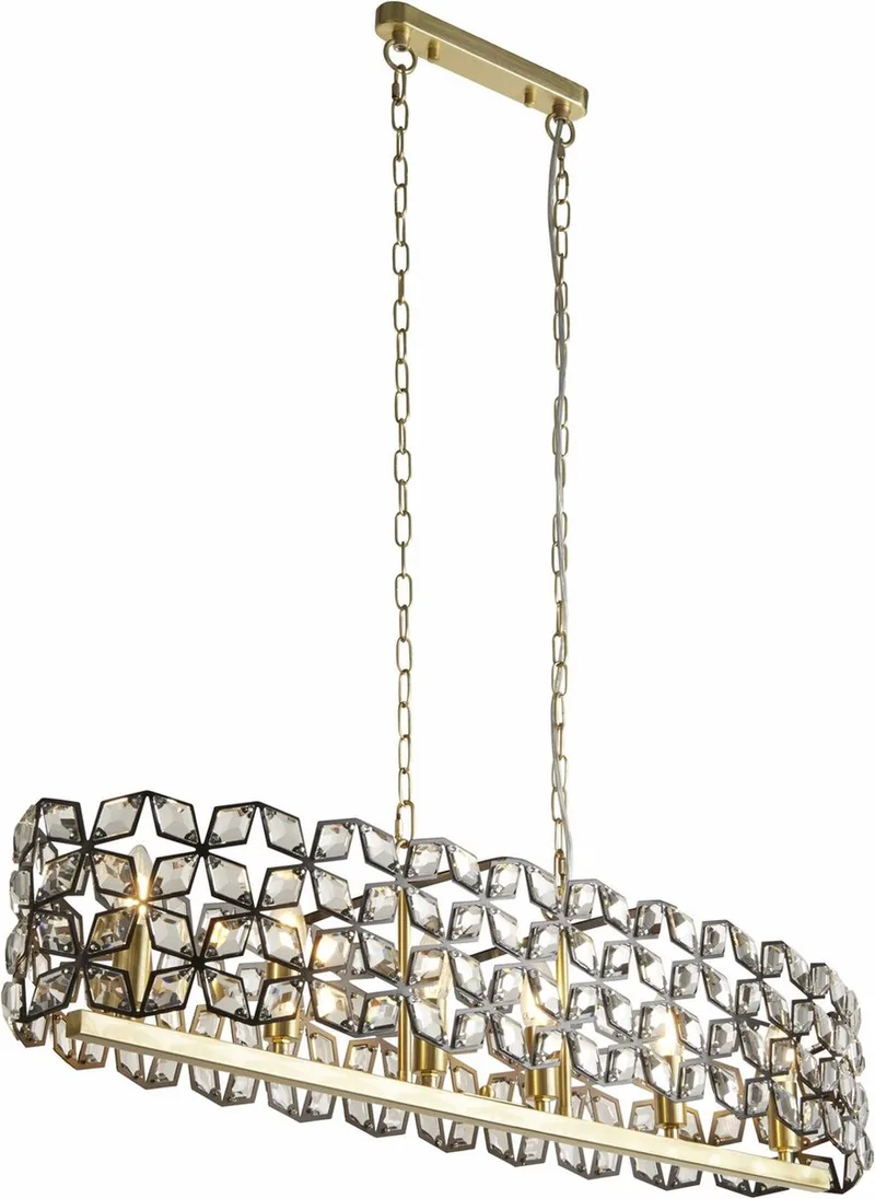 IRIS Hanglamp 6 Lichts Kristal Messing de Searchlight en Noir – photo produit