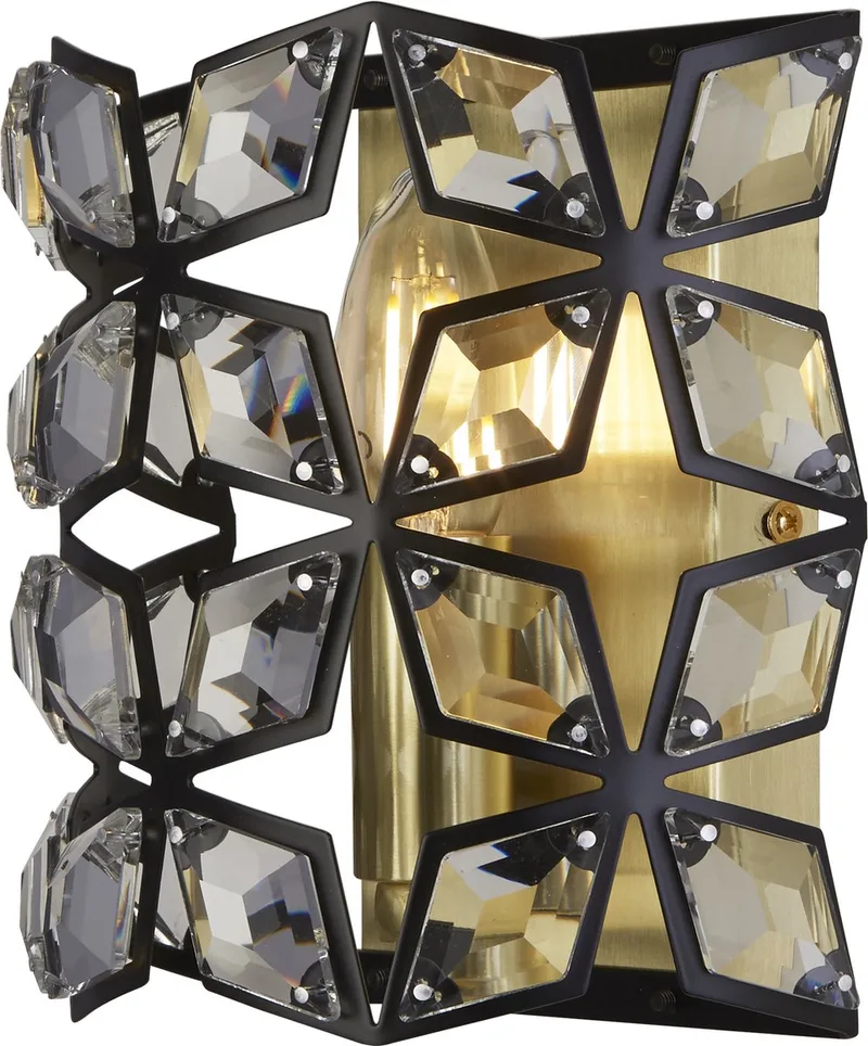 IRIS Wandlamp Kristal Zwart by Searchlight in Brass – product photo