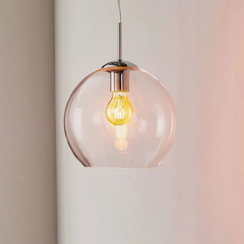 Kogelronde glazen hanglamp Balls, 25 cm, helder von Searchlight in Chrom, Helder – Produktfoto