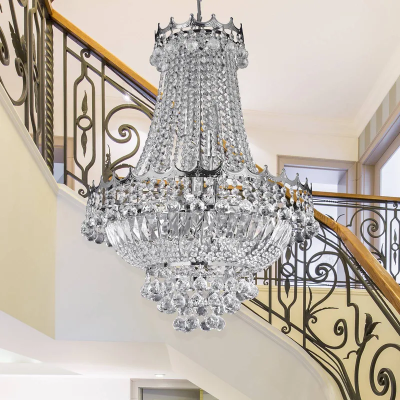 Kristal-kroonluchter Versailles chroom 55 cm fra Searchlight i Krom, Helder – produktbillede