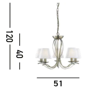 Kronleuchter Andretti 5Lt Pendant-Antique Brass & Ivory String Fabric, Leuchtmittel wechselbar von Searchlight in Gold – Produktfoto 4 von 4