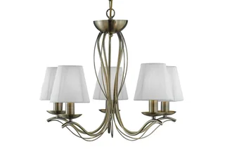 Kronleuchter Andretti 5Lt Pendant-Antique Brass & Ivory String Fabric, Leuchtmittel wechselbar von Searchlight in Gold – Produktfoto 2 von 4