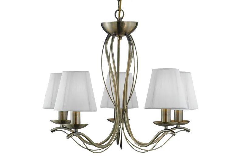 Kronleuchter Andretti 5Lt Pendant-Antique Brass & Ivory String Fabric, Leuchtmittel wechselbar von Searchlight in Gold – Produktfoto 2 von 4