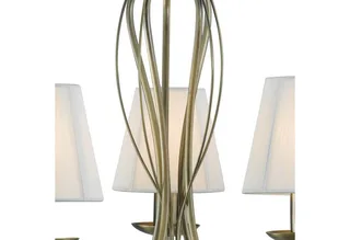 Kronleuchter Andretti 5Lt Pendant-Antique Brass & Ivory String Fabric, Leuchtmittel wechselbar von Searchlight in Gold – Produktfoto 3 von 4