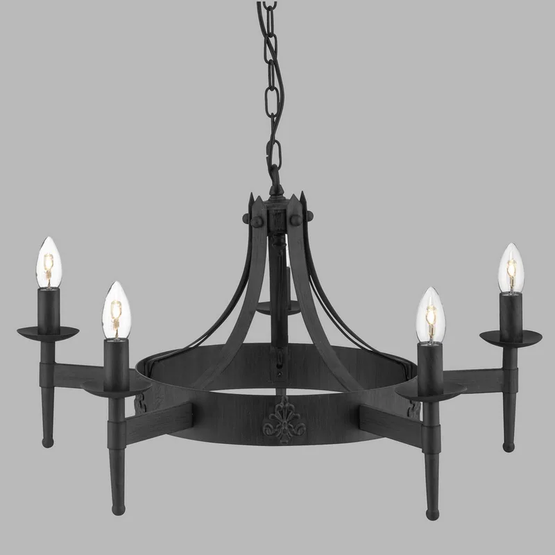Kroonluchter Cartwheel II, 5-lamps de Searchlight en Noir – photo produit