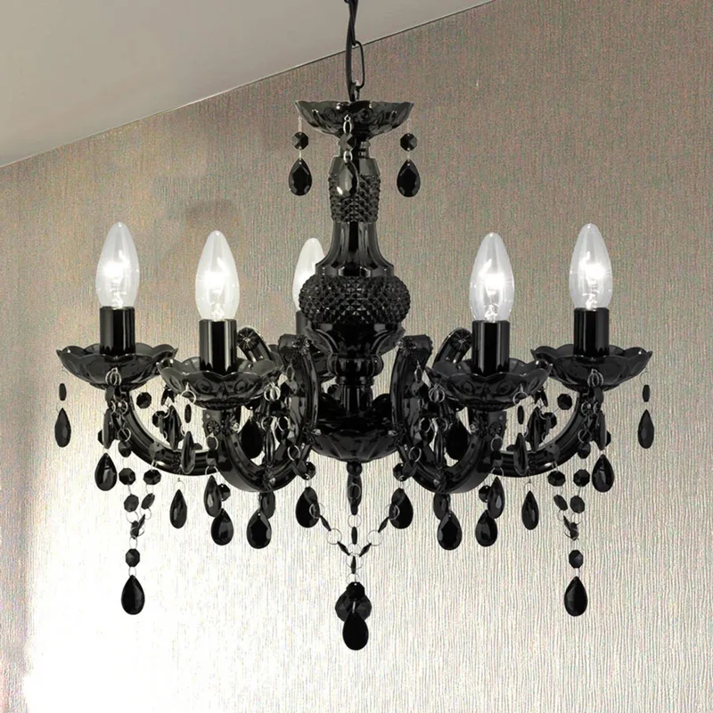Kroonluchter Marie Therese, 5-lamps de Searchlight en Noir – photo produit
