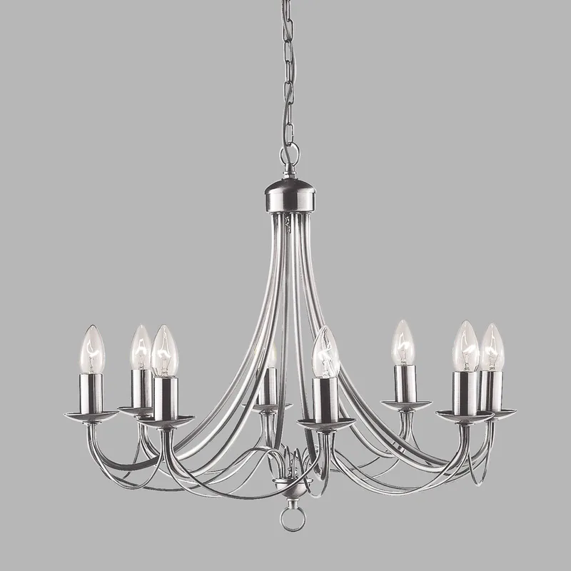 Kronleuchter Maypole satin silber, achtflammig von Searchlight in Zilver satijn – Produktfoto