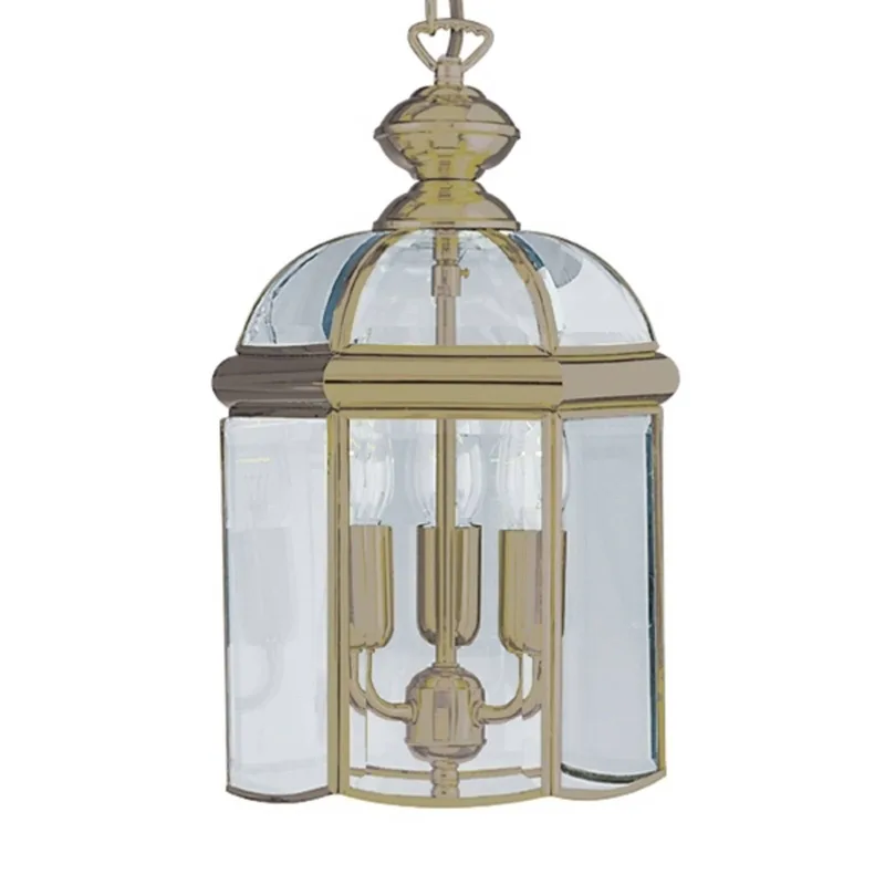 Lantaarnvormige hanglamp ARLIND, oud-messing de Searchlight en Oud messing, Helder – photo produit