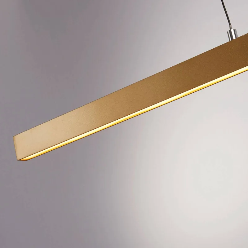 Layla LED hanglamp, lineair, in hoogte verstelbaar, CCT von Searchlight in Gold – Produktfoto