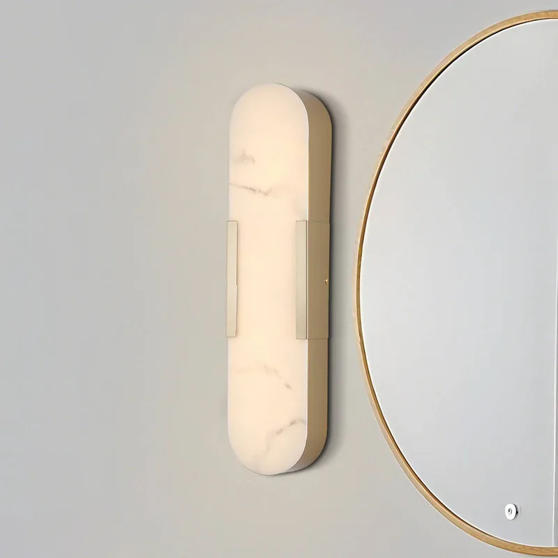 LED-væglampe til badeværelset Opaline Højde 50 cm guldfarvet metal/harpiks fra Searchlight i Guld, Hvid – produktbillede