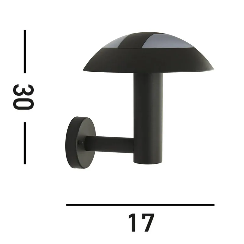 LED buiten wandlamp MUSHROOM, IP44, zwart, paddenstoelvorm de Searchlight en Noir, Opaal – photo produit