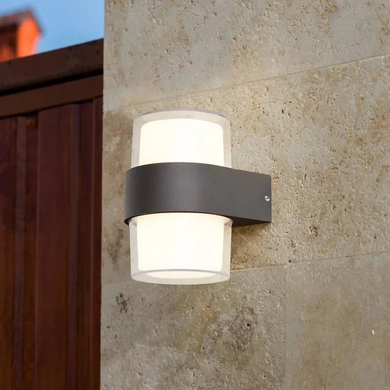 LED buiten wandlamp Pittsburgh up/downlight, zwart, rond von Searchlight in Schwarz, Weiß – Produktfoto