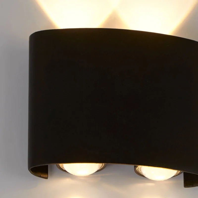 LED buiten wandlamp Shadows, breedte 12 cm, metaal de Searchlight en Noir – photo produit