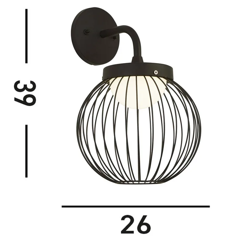 LED buiten wandlamp X Cabin, IP44, zwart, metaal fra Searchlight i Sort, Opaalwit – produktbillede