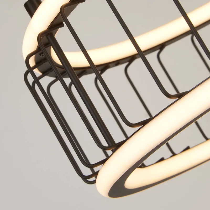 LED hanglamp Cage Ø 38cm fra Searchlight i Gesatineerd zwart – produktbillede