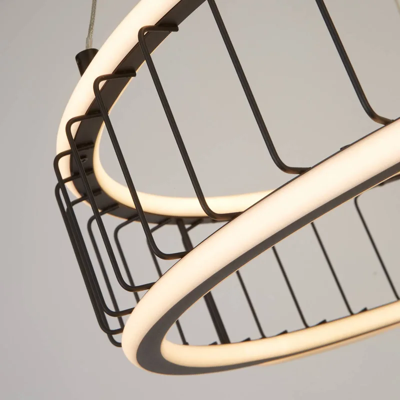 LED hanglamp Cage Ø 57,5cm by Searchlight in Gesatineerd zwart – product photo