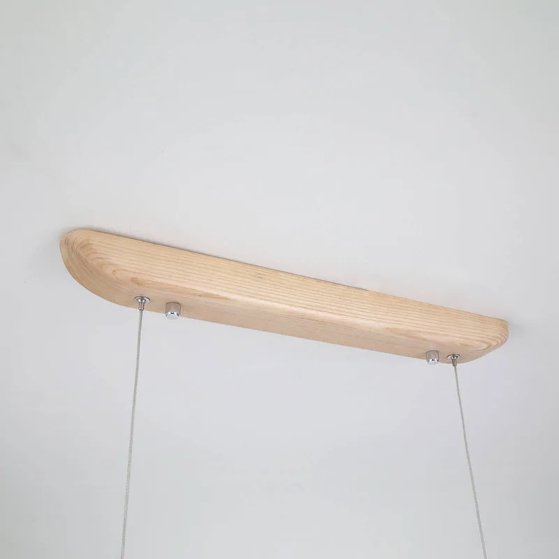 LED hanglamp Kenzie, lengte 60 cm, hout, CCT van Searchlight in Lichtbruin – productfoto