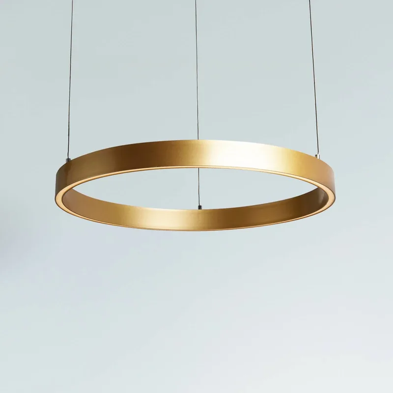 LED hanglamp Layla, goud, Ø 64 cm CCT, in hoogte verstelbaar de Searchlight en Or, Opaal – photo produit