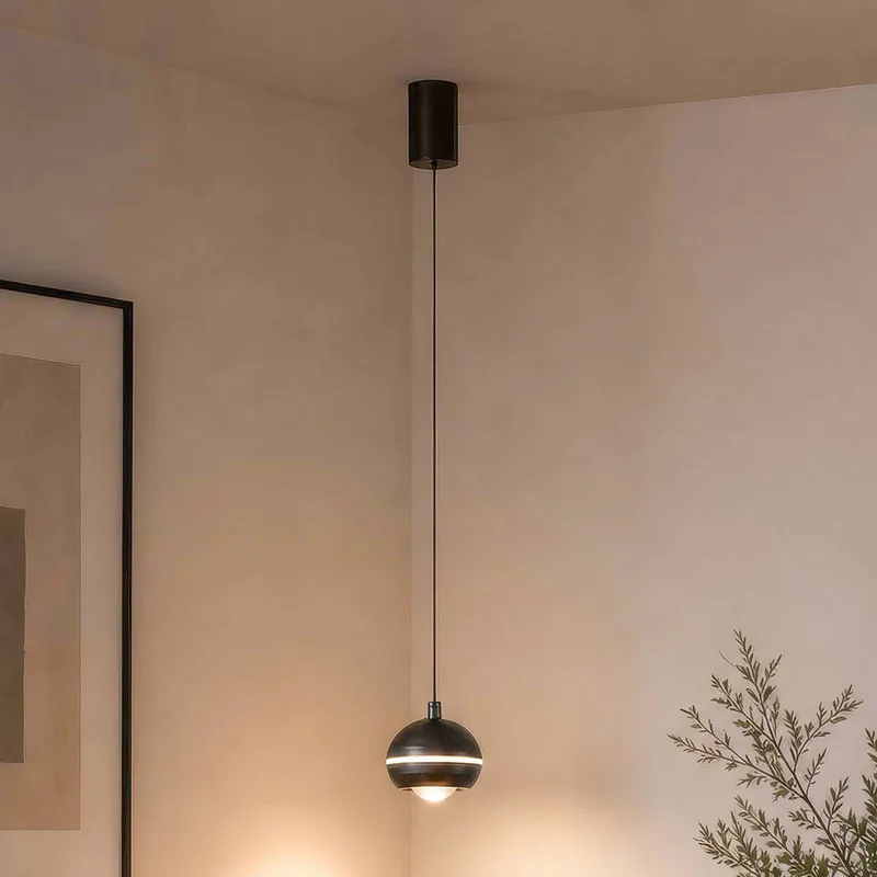 LED hanglamp Meteor, 1-lamp, nikkelzwart, metaal, CCT von Searchlight in Zwart-nikkel – Produktfoto