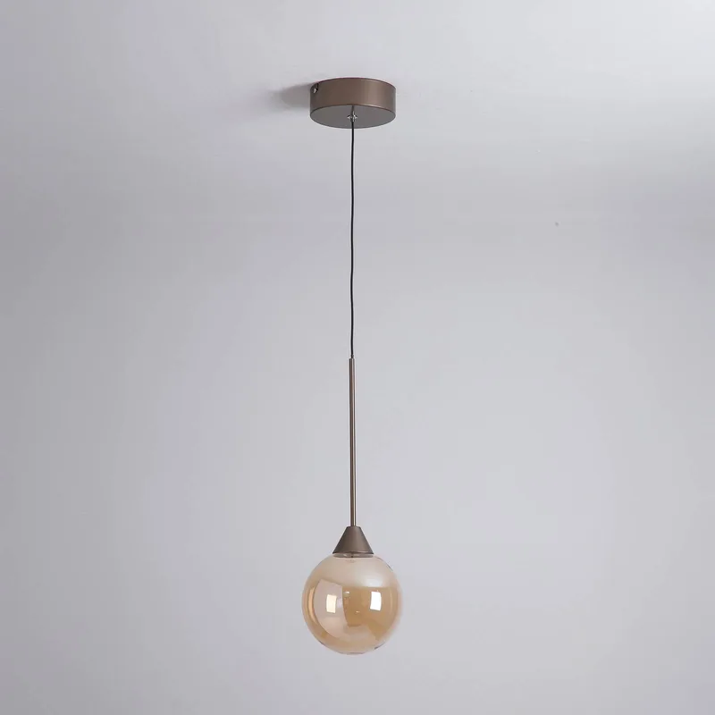 LED hanglamp Opus Lux, 1-lamp, brons, amberkleurig glas, CCT von Searchlight in Bronze, Amber – Produktfoto