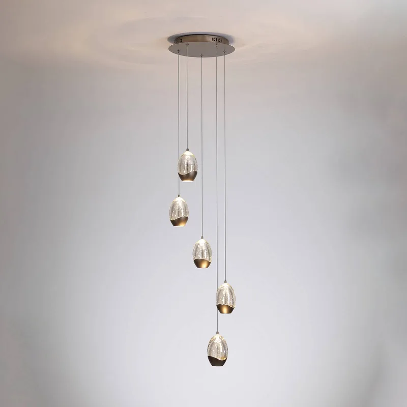 LED hanglamp Seeds, Ø 30 cm, crèmekleurig, glas, 5-lamps. fra Searchlight i Creme – produktbillede
