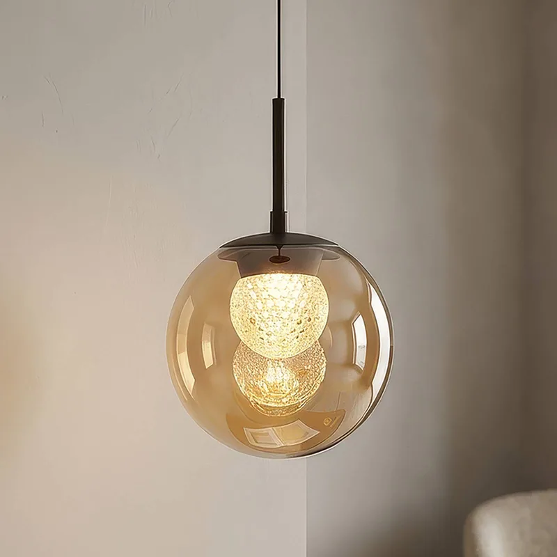 LED hanglamp Solis, 1-lamp, brons, glas, 2.700 K fra Searchlight i Bronze, Bruin getint – produktbillede
