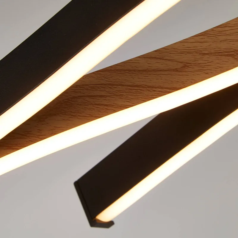 Swirl LED-hængelampe, sort/træ fra Searchlight i Gesatineerd zwart – produktbillede