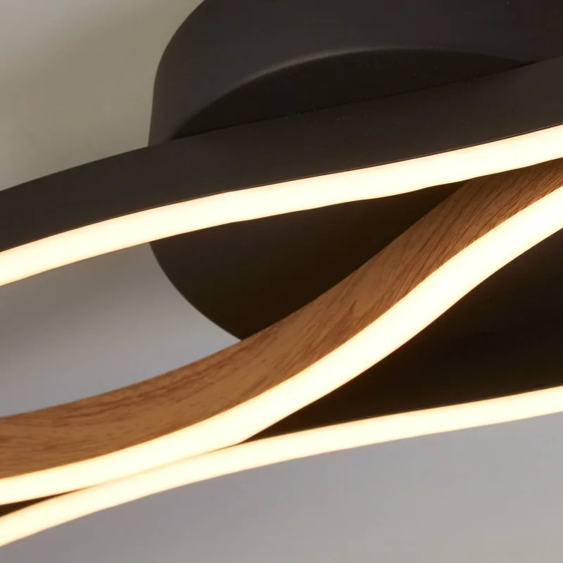 Bloom Swirl LED-loftlampe, sort/træ fra Searchlight i Gesatineerd zwart – produktbillede