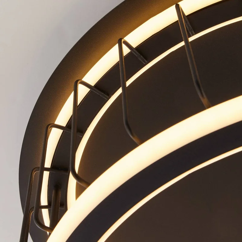 LED plafondlamp Cage Ø 40cm de Searchlight en Gesatineerd zwart – photo produit